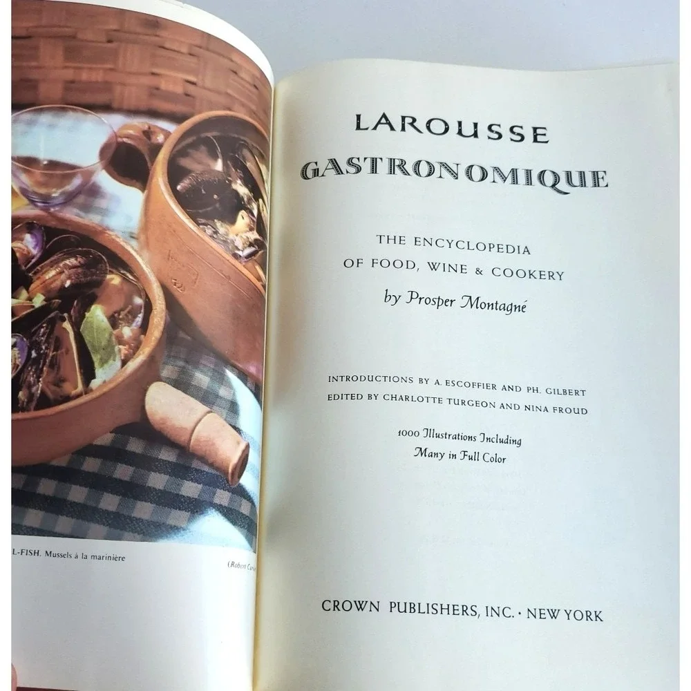 Larousse Gastronomique Cookbook The Encyclopedia of Food Wine VTG 1961 HC HB